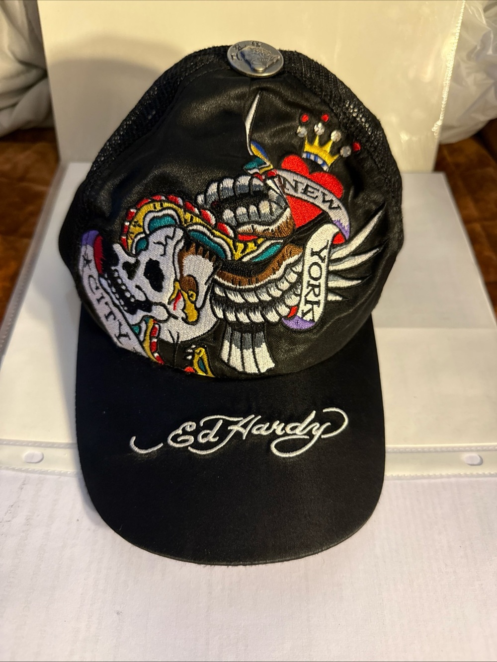 Ed Hardy by Christian Audigier Embroidered New York City Cap Trucker